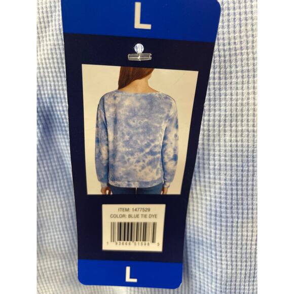 Splendid Women’s L/S Waffle Knit Shirt Size L Color: Blue Tie Dye - Picture 8 of 8